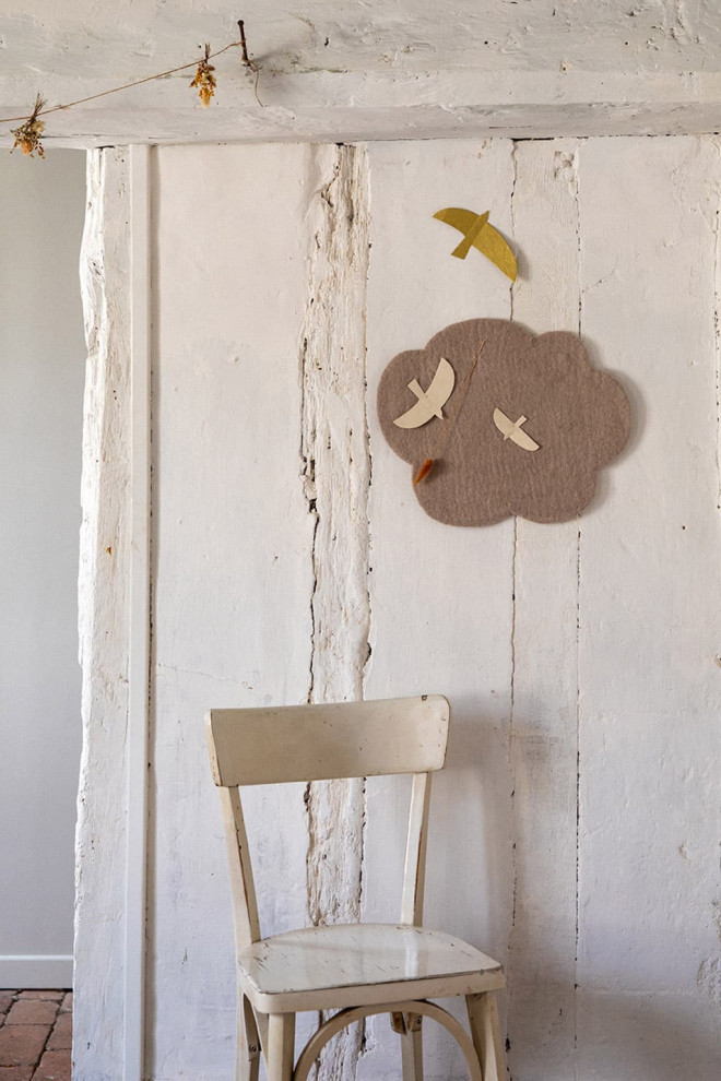 Tableau d'affichage nuage jaune en laine bouille pour accrocher au mur