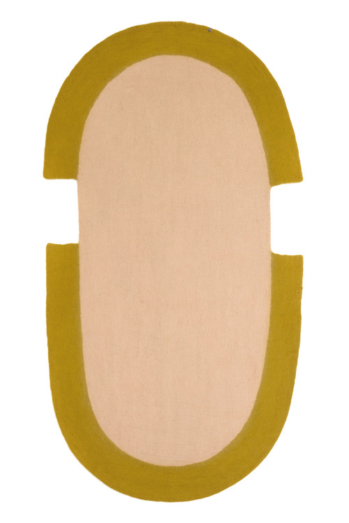 tapis scarabee long pistache nude en feutre