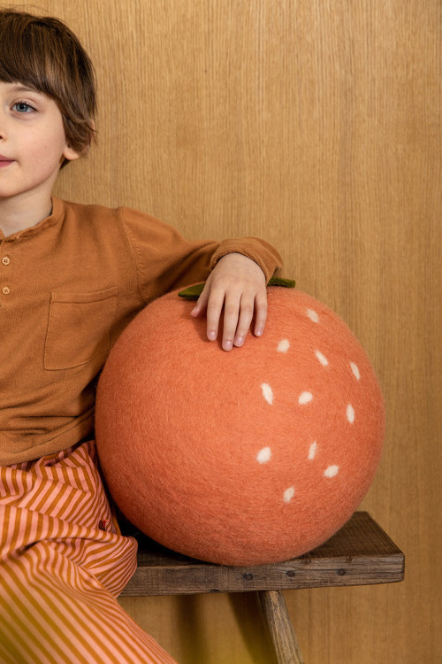 Felt peach pouffe: playful seating for children