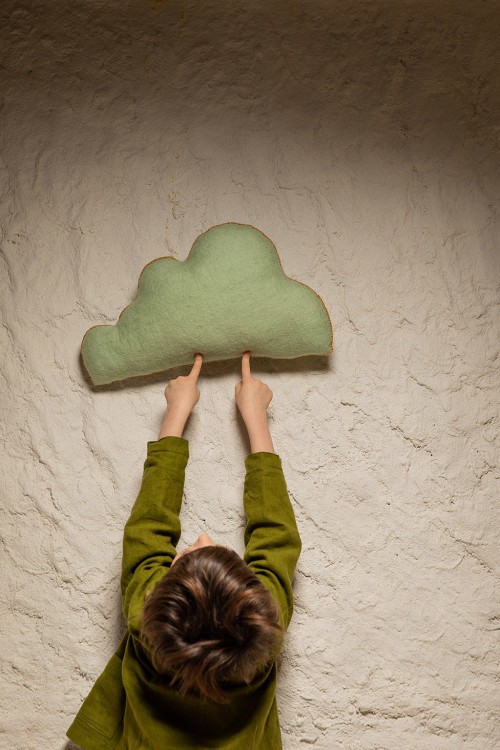 Handmade wool felt cloud cushion