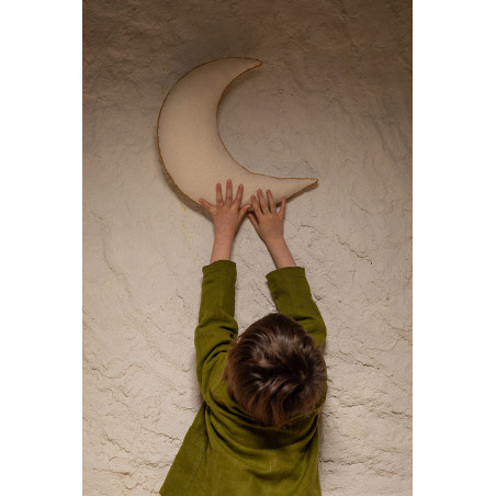 Handcrafted moon cushion in natural felt