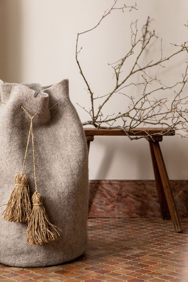 High basket in felted wool