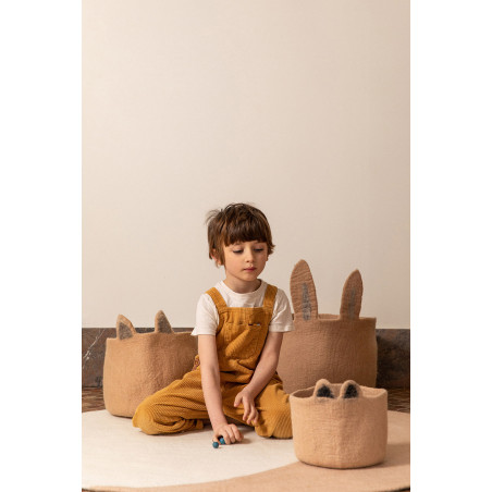 trio of pink felt baskets for children for a playful and soft decoration
