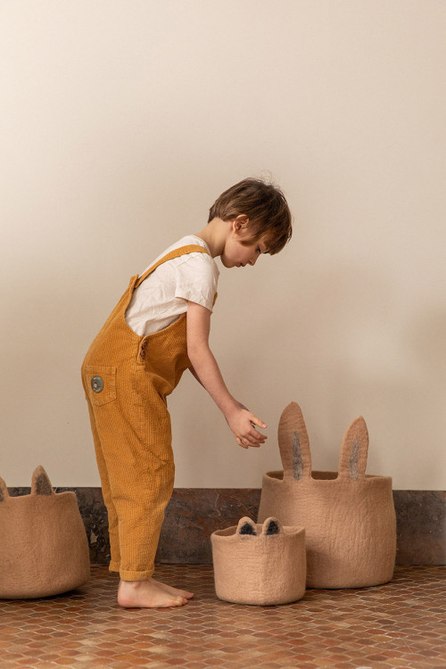 Kids' felt storage baskets with bunny ears