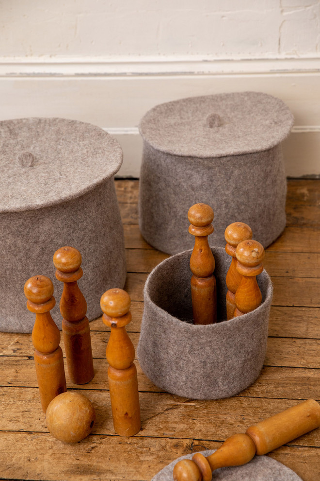 ochre storage baskets with matching covers