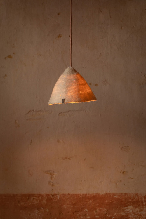 Small perforated felt lampshade: felted light for the home