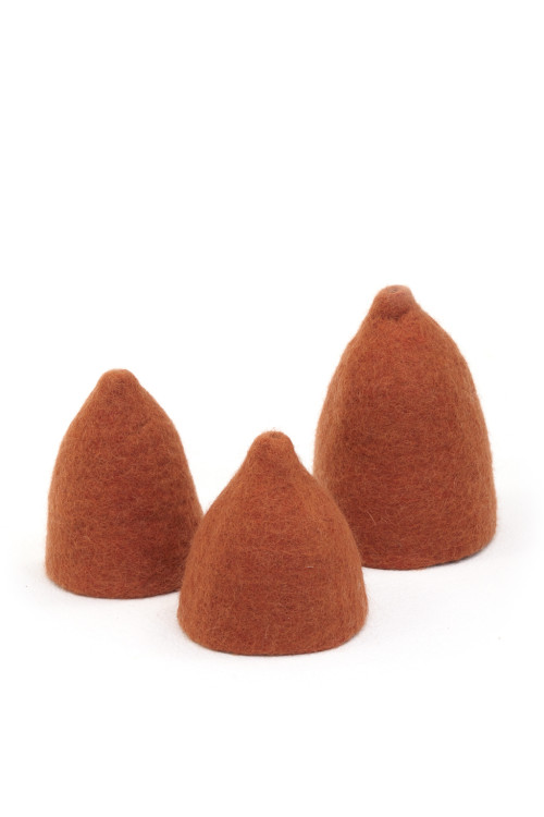 set de 3 cache vases clochettes corail en feutre