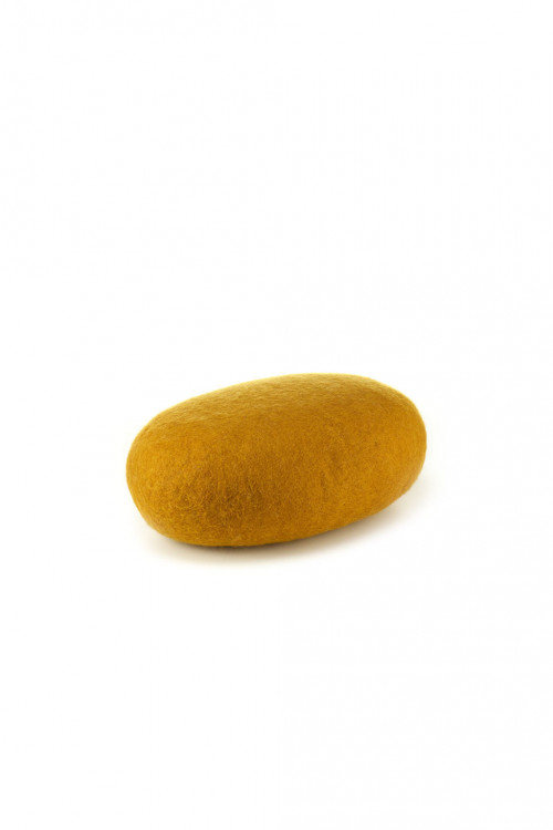 chakati oval : gold felt and kapok pebble cushion