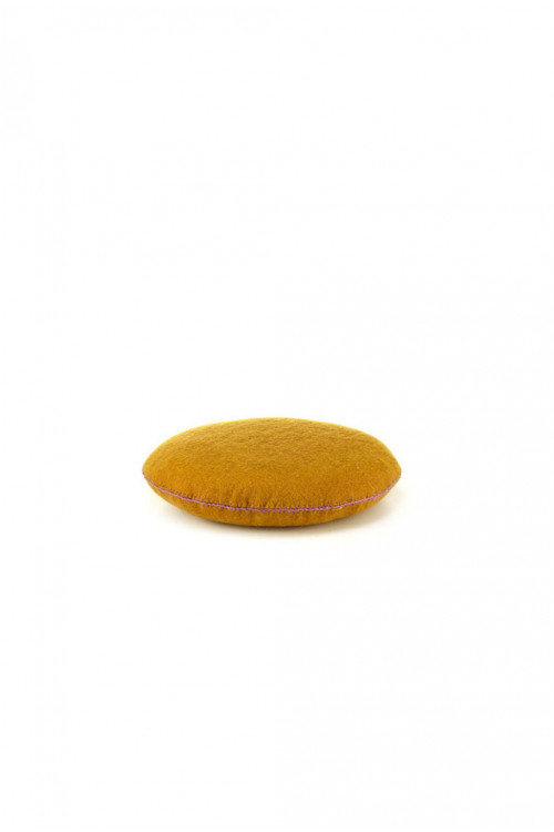 smarties gold cushion in felt and kapok