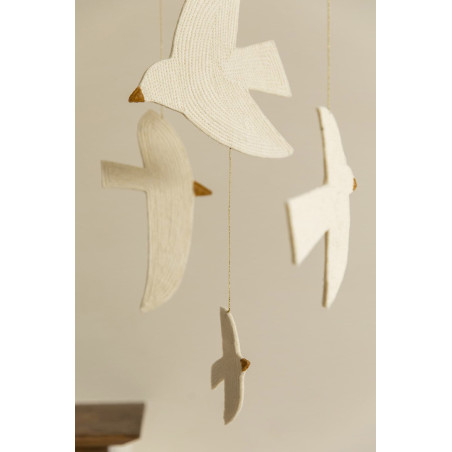 Large decorative bird mobile in wool felt for the home