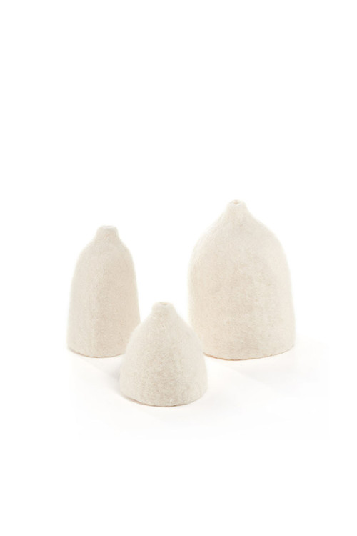 set de 3 cache vases clochettes naturel en feutre