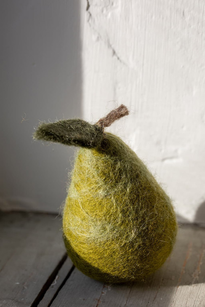 a pear made of wool handmade
