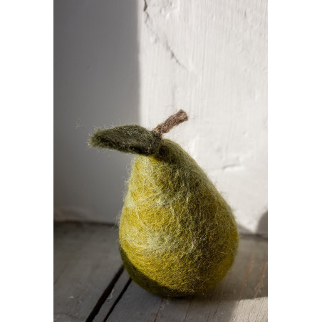 a pear made of wool handmade