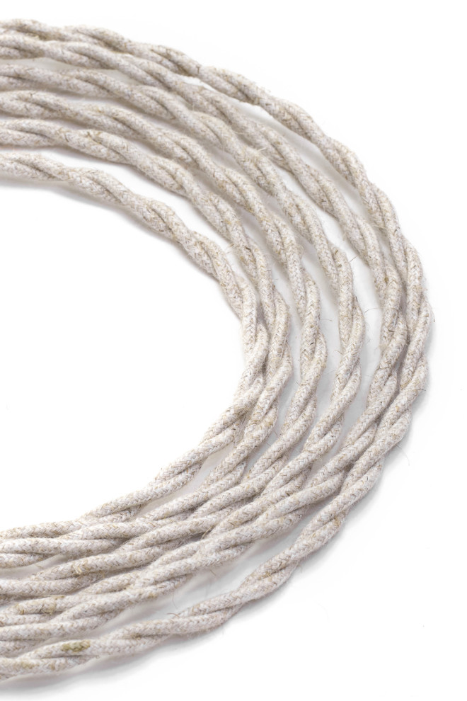 Twisted textile electric cable in linen for luminous suspension