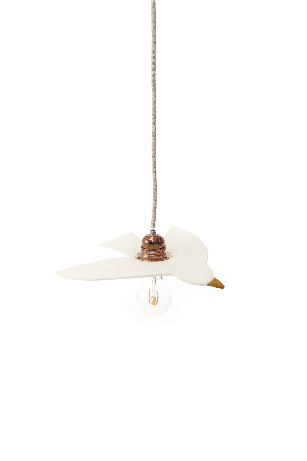 Birdy S natural suspension lamp in quilted felt