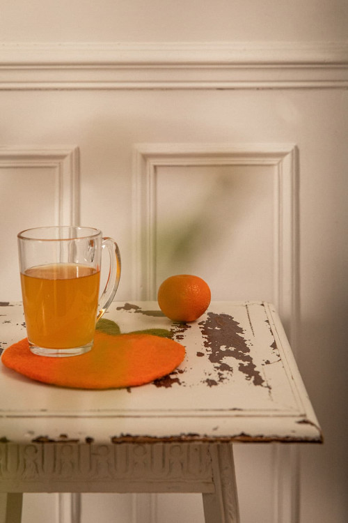 Sous de tasse orange vitaminé en forme de clémentine