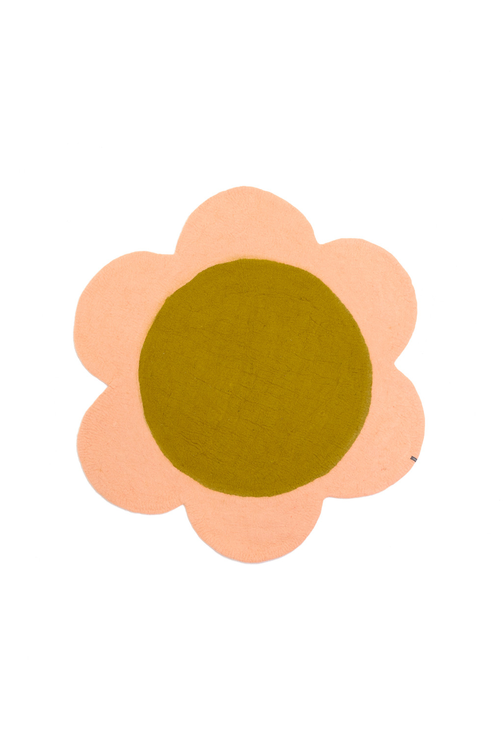 Handmade daisy rug in felted wool