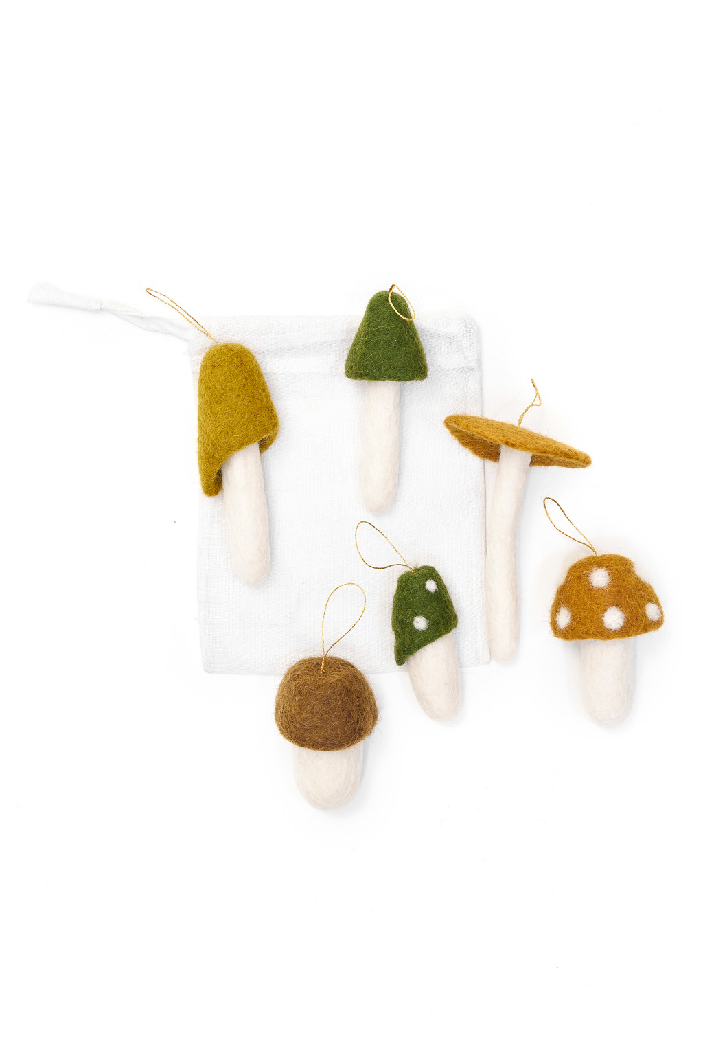 Felt mushroom Christmas decoration set