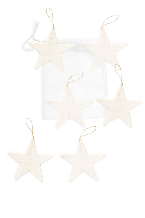 Lot de 6 petites décorations étoiles blanches pour décorer le sapin