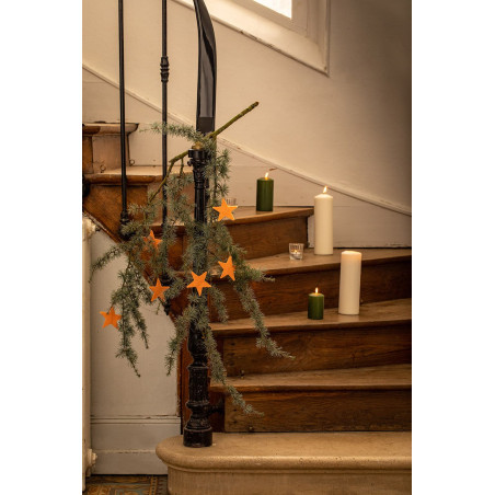 Felt Christmas star decorations for hanging, handmade in Nepal