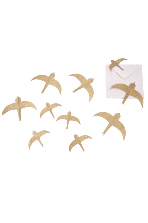 Pack of 10 gold Nepalese paper swallows