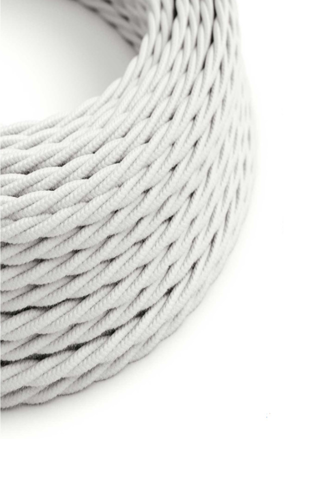 Câble électrique textile torsadé en coton blanc pour suspension lumineuse
