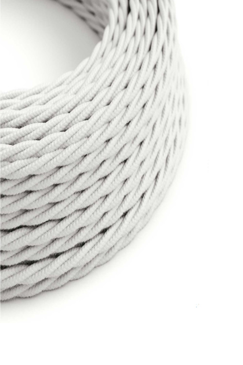 Câble électrique textile torsadé en coton blanc pour suspension lumineuse