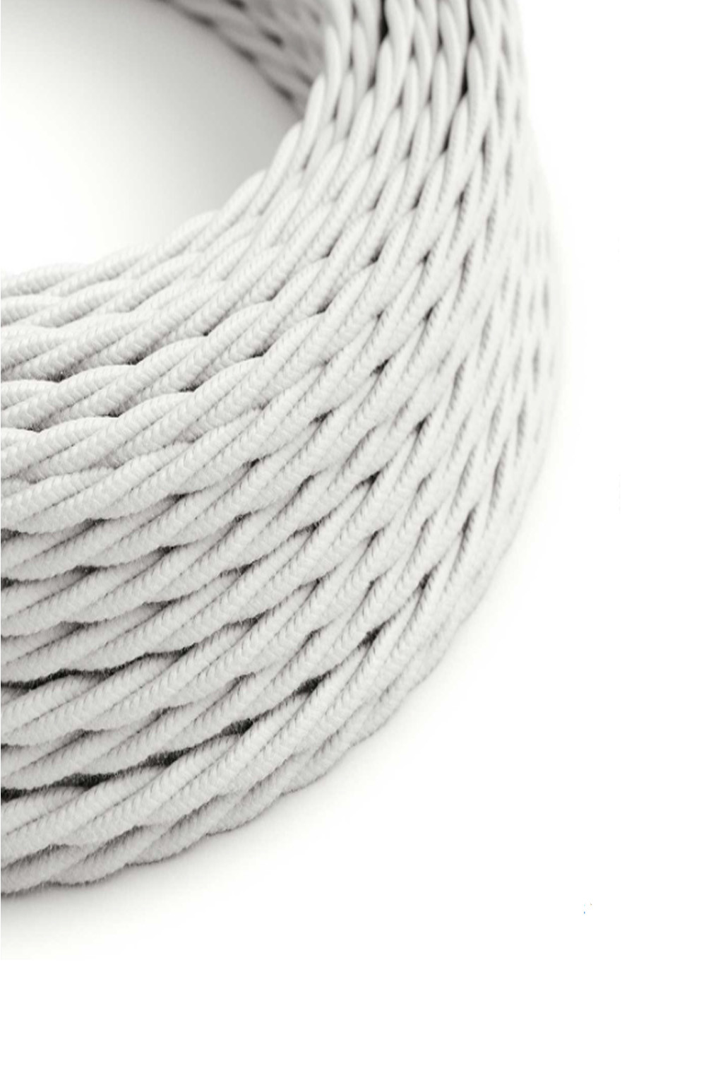 White cotton twisted textile electric cable for suspension lighting