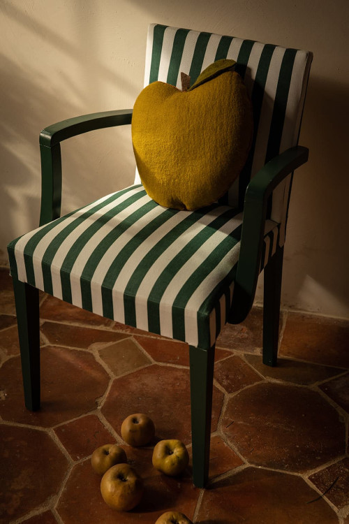 Coussin pomme en feutre de laine