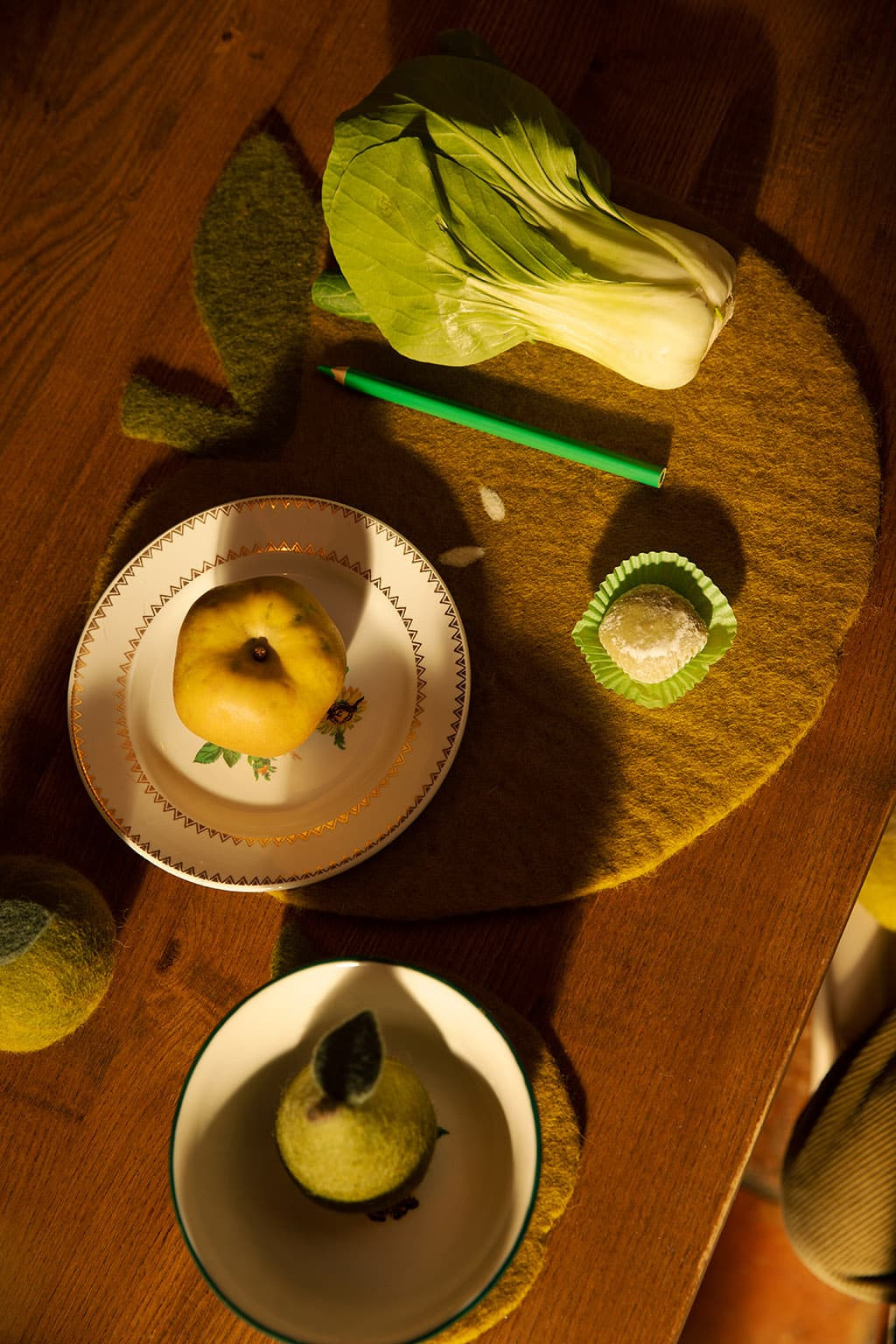 Set de table en feutre en forme de pomme