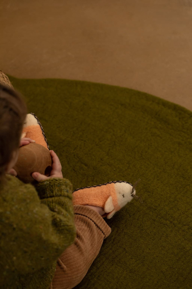 Maus-Hausschuhe aus Wollfilz für Kinder
