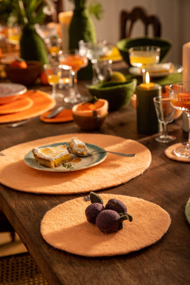 Felted wool placemats to protect the table
