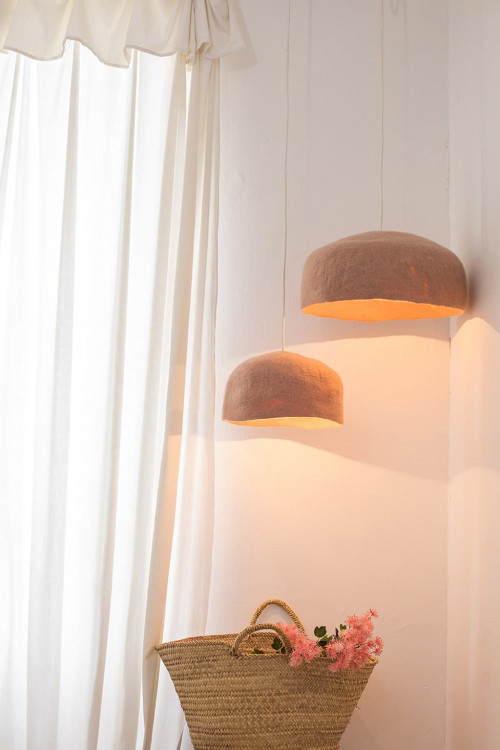 OLD PINK ELECTRIC CABLE COVERED BY LINEN AND COTTON