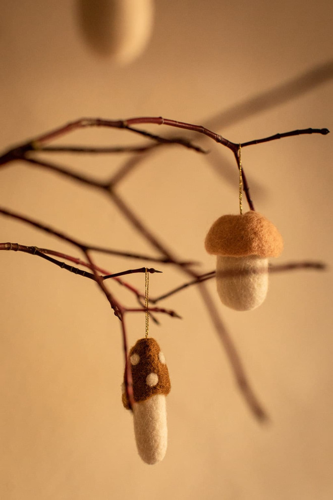 Décorations de Noël en feutre en forme de champignon
