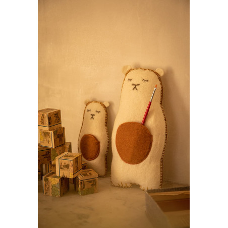 Trois petits coussins ours en feutre pour enfant