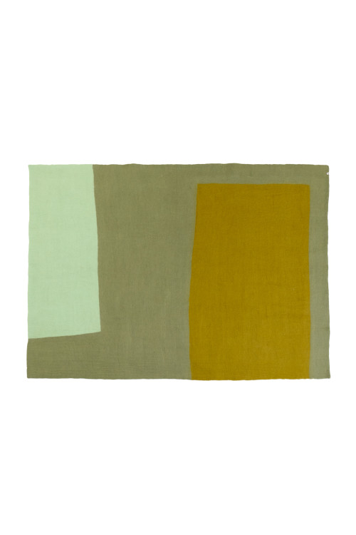 Tapis Color Block en laine de mouton feutrée vert sauge