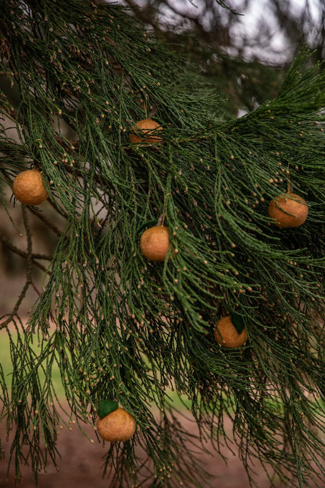 Coffret de 6 petites boules de Noël en feutre en forme de pomme