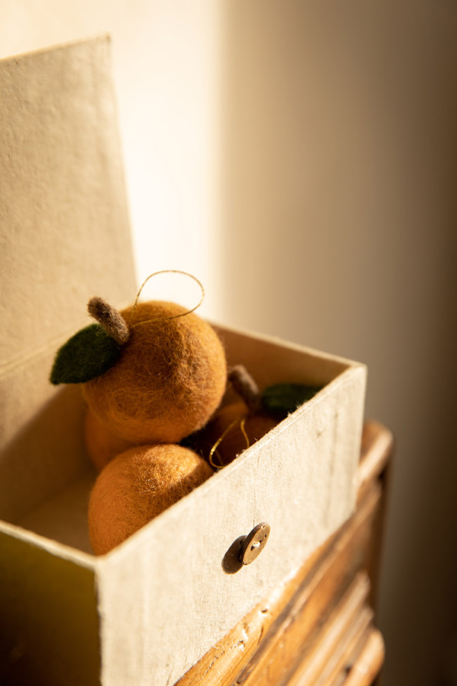 Coffret de 6 petites boules de Noël en feutre en forme de pomme