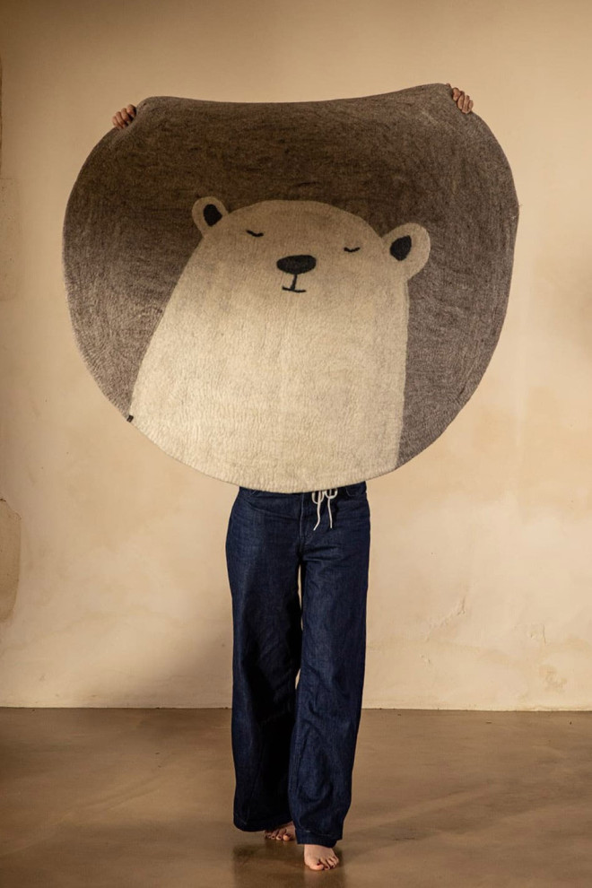 PASU GRIZZLY wollen berenvloerkleed, 100% schapenwol