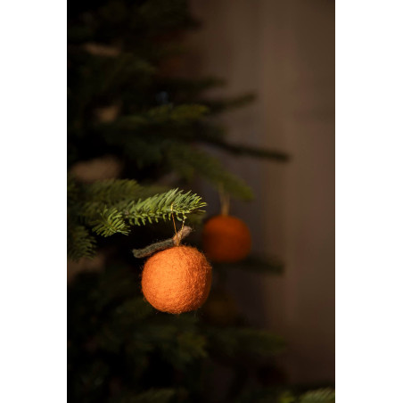 Décorations de Noël clémentines à suspendre en laine feutrée, faites à la main