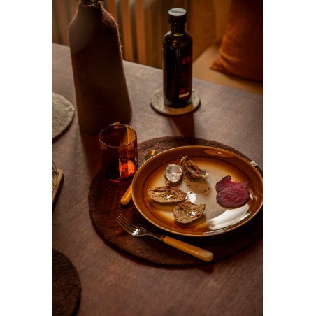 Ronde vilten placemat, handgemaakt in Nepal