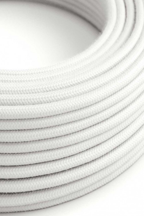 White electric cable covered by cotton