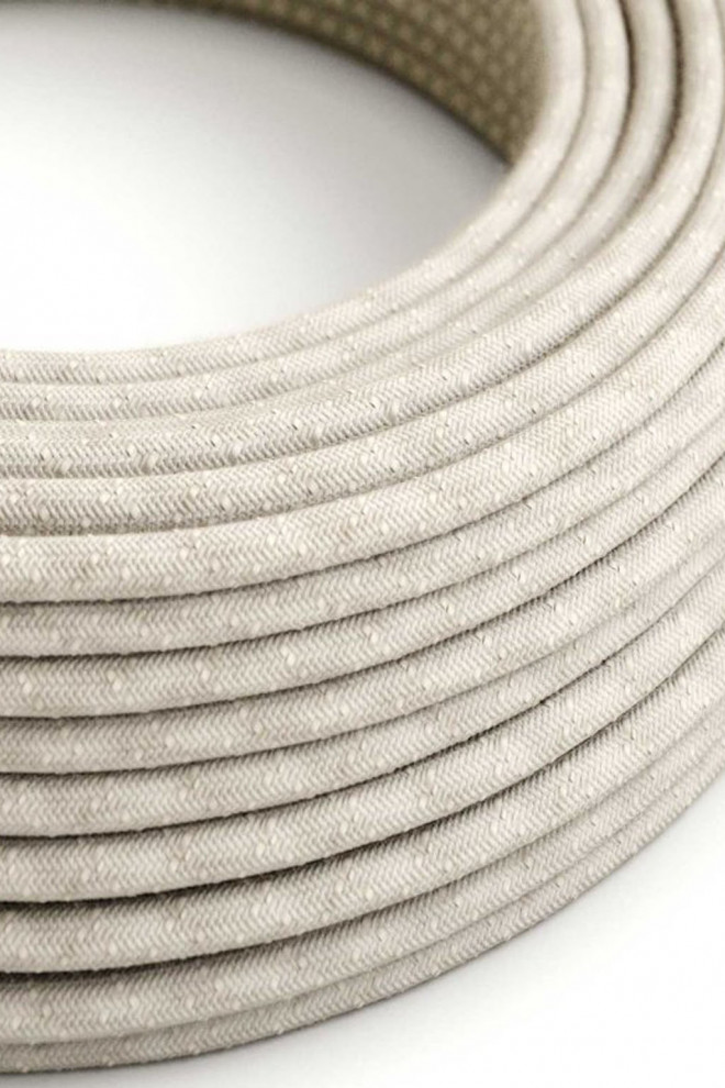 Textile electric cable in natural linen for hanging