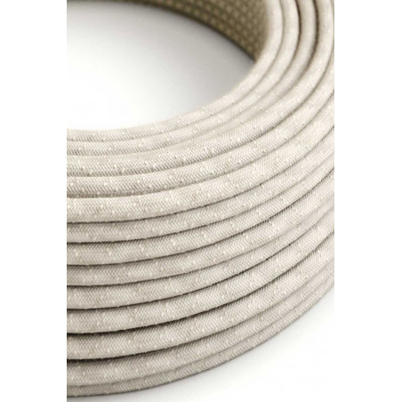 Textile electric cable in natural linen for hanging