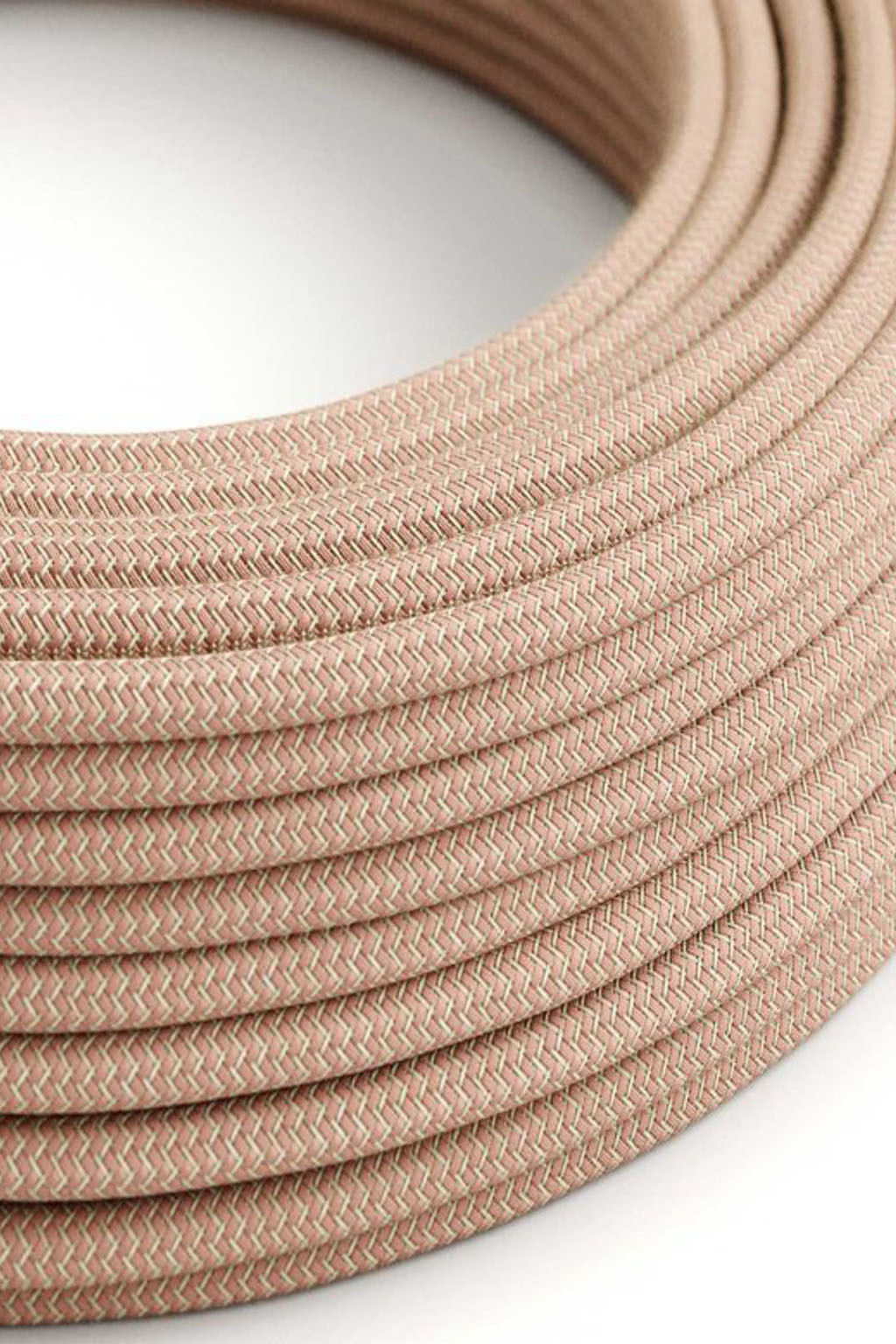OLD PINK ELECTRIC CABLE COVERED BY LINEN AND COTTON