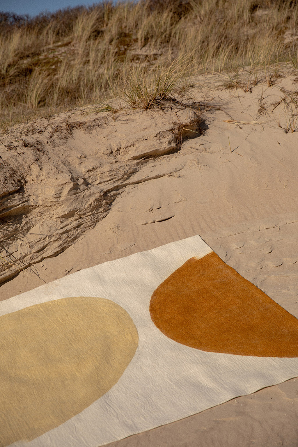 Grand tapis rectangle en feutre tricolore