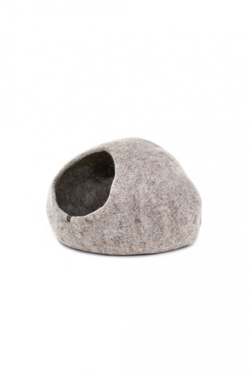 cat basket color light stone in felt