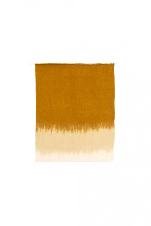 brush gold felt and bamboo wall hanging