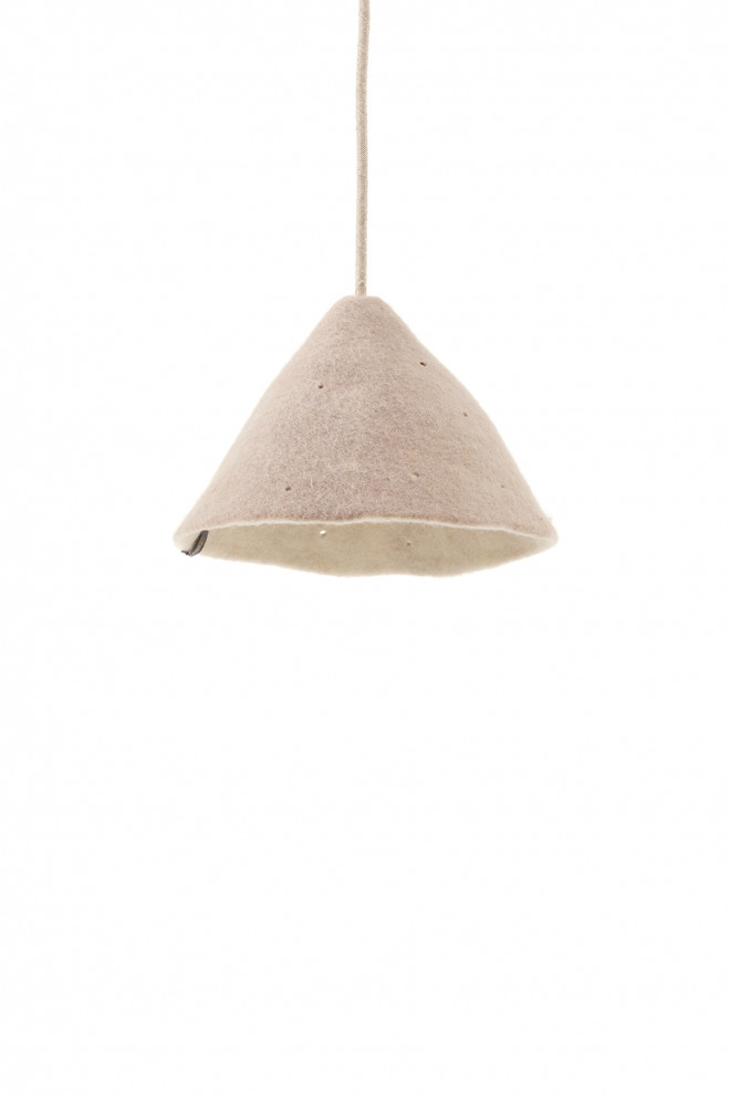 Small perforated felt lampshade handmade in Nepal