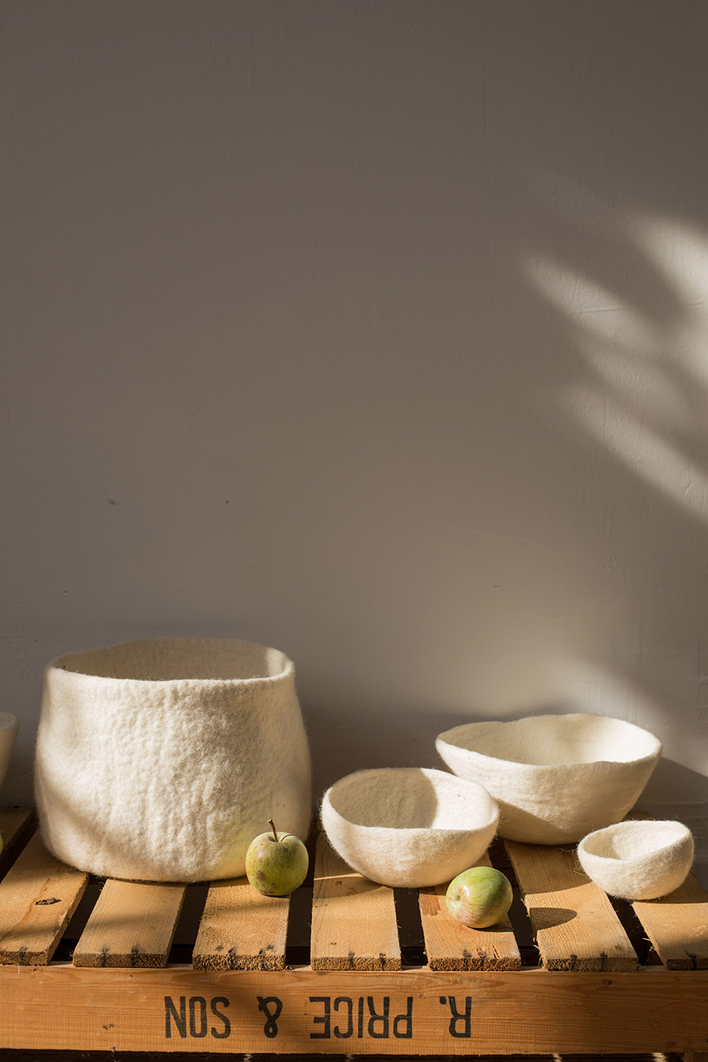 Mix of small felted wool bowls to tidy up your home